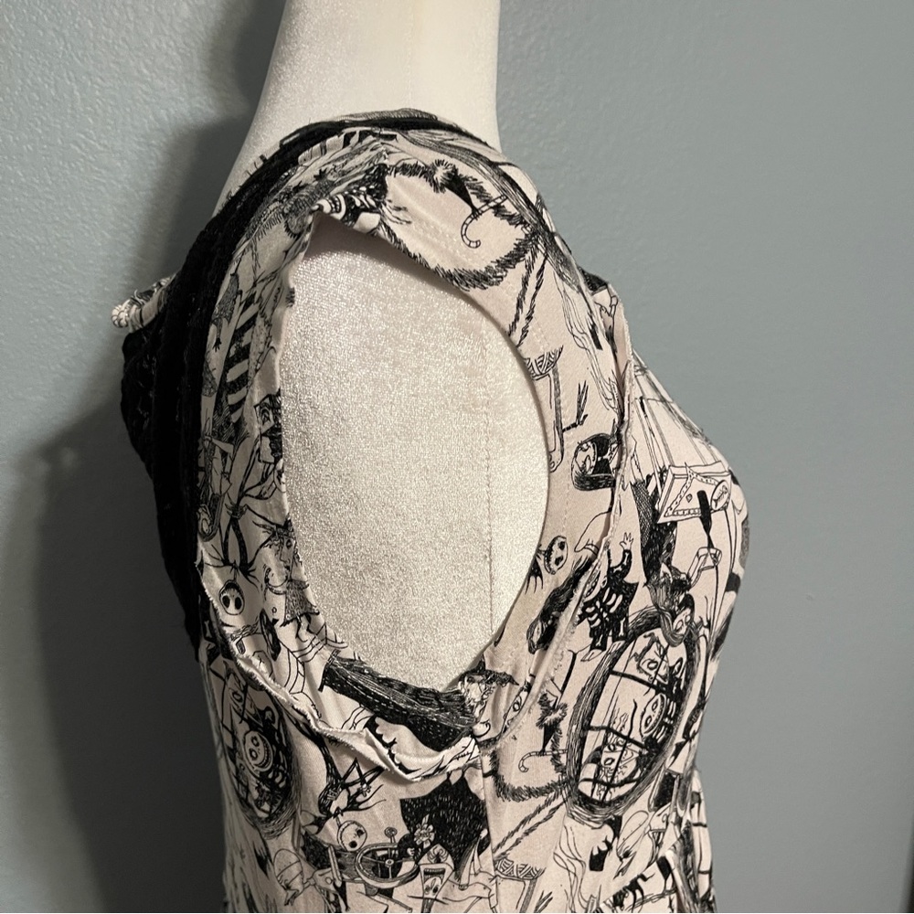 Nightmare Before Christmas Dress Black Lace Panel Goth Y2K Alt Grunge Medium - Picture 4 of 10